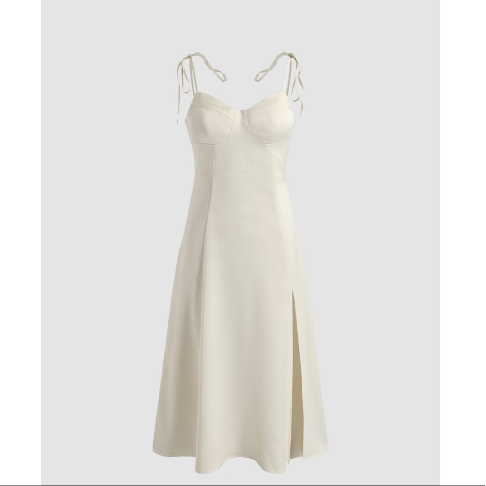 BRAND NEW ivory satin midi dress! Size xs/S
